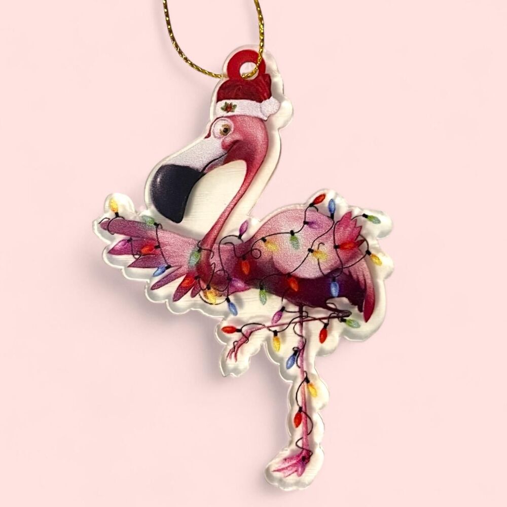 Festive Pink Flamingo Pendant Ornament - Perfect for Car, Wallet, Backpack